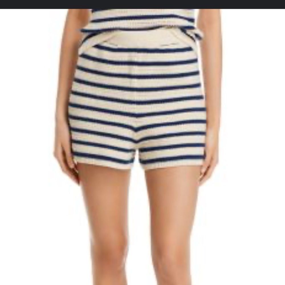 French Connection CROCHET SHORTS Blue and White Striped size 6